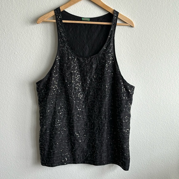 Chan Luu Tops - Chan Luu Black Sequin Shimmer 100% Silk Sleeveless Tank Top